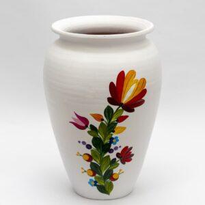 Vază din ceramică cu model tradițional, alb