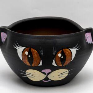 Ghiveci din ceramică, model pisică, negru