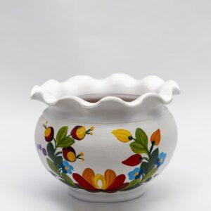 Ghiveci mic incretit din ceramica, model traditional