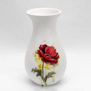 Vază medie din ceramică, model maci