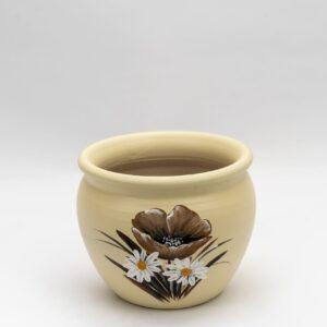Ghiveci din ceramică, model flori maro