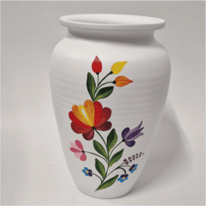 Vază medie din ceramică pictata manual, model traditional