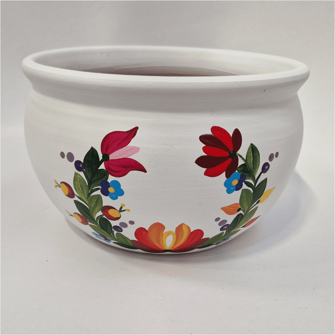Ghiveci din ceramică, pictat manual, model traditional