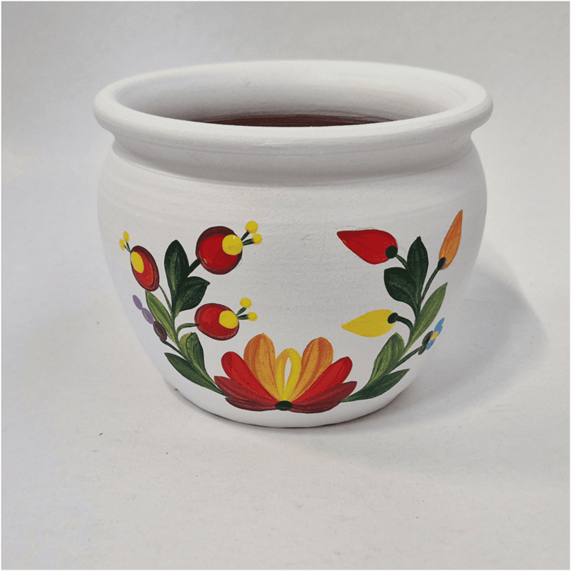 Ghiveci din ceramică, pictat manual, model traditional
