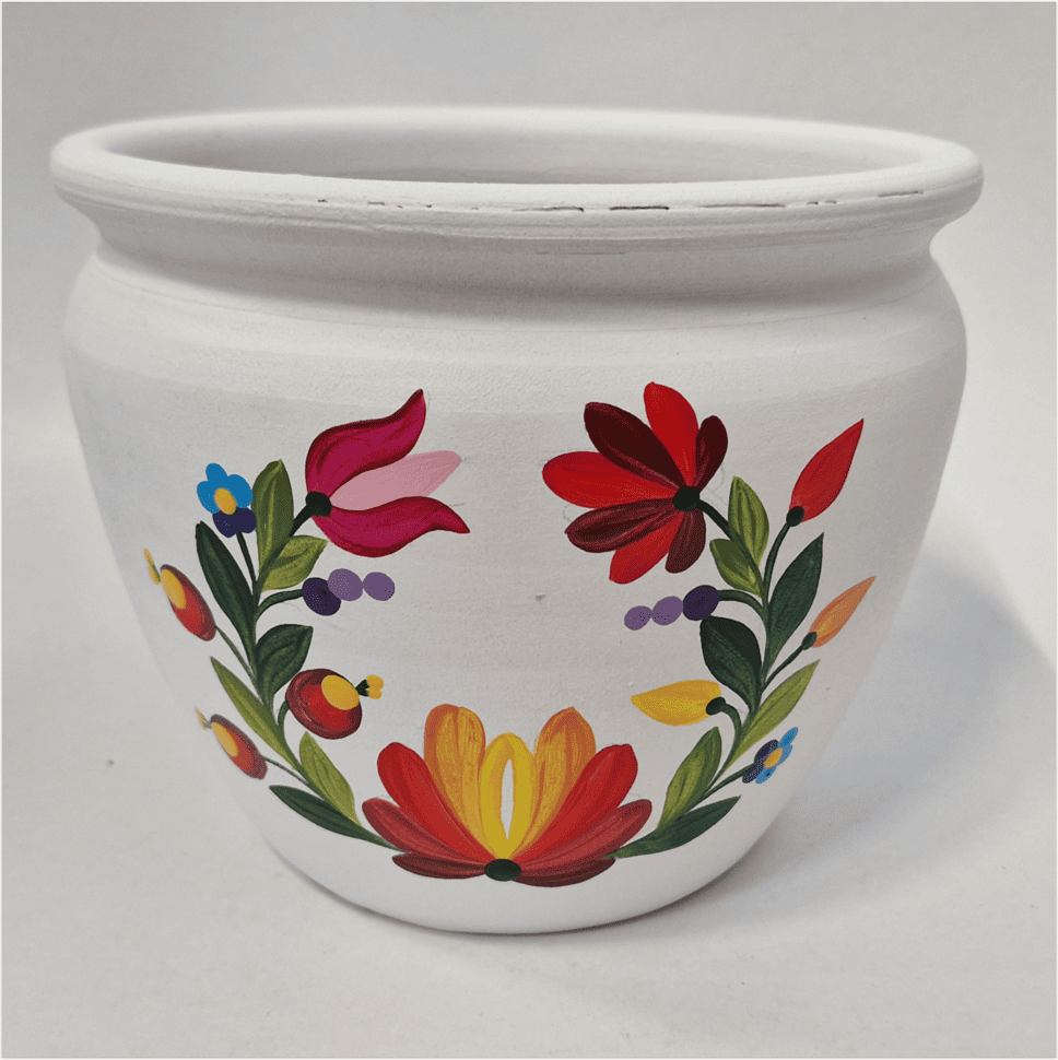 Ghiveci din ceramică, pictat manual, model traditional