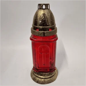 Candela din sticla rosie