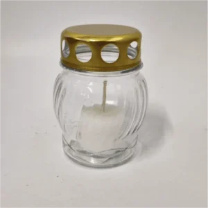 Candela din sticla cu capac metalic