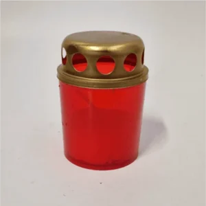 Candela din plastic cu capac metalic rosu