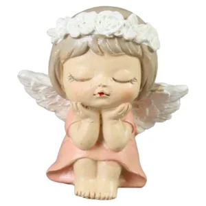 Figurina Ingeras din rasina 7 CM, cu coroana trandafir