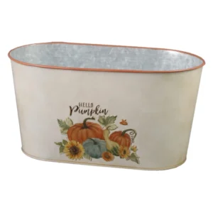 Ghiveci oval din metal 23×12 CM, „Hello Pumpkin”, dovlecei